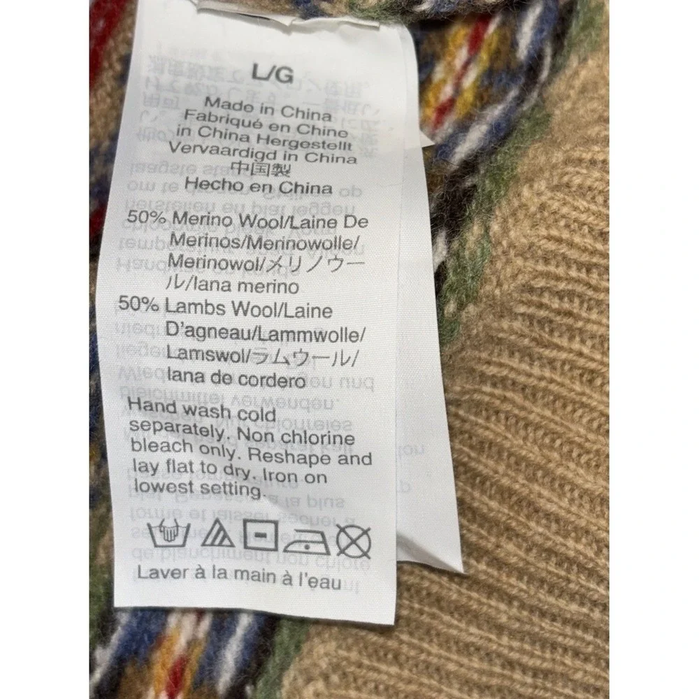 J Crew‎ Fair Isle Lambswool Sweater Mens Large Multicolor Crewneck Pullover